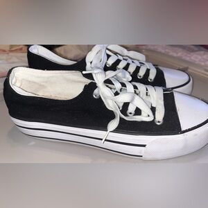 C&C California Black Canvas Sneakers with White Accents